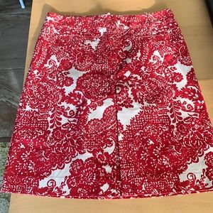 Talbots stretch red/white print skirt - thick material